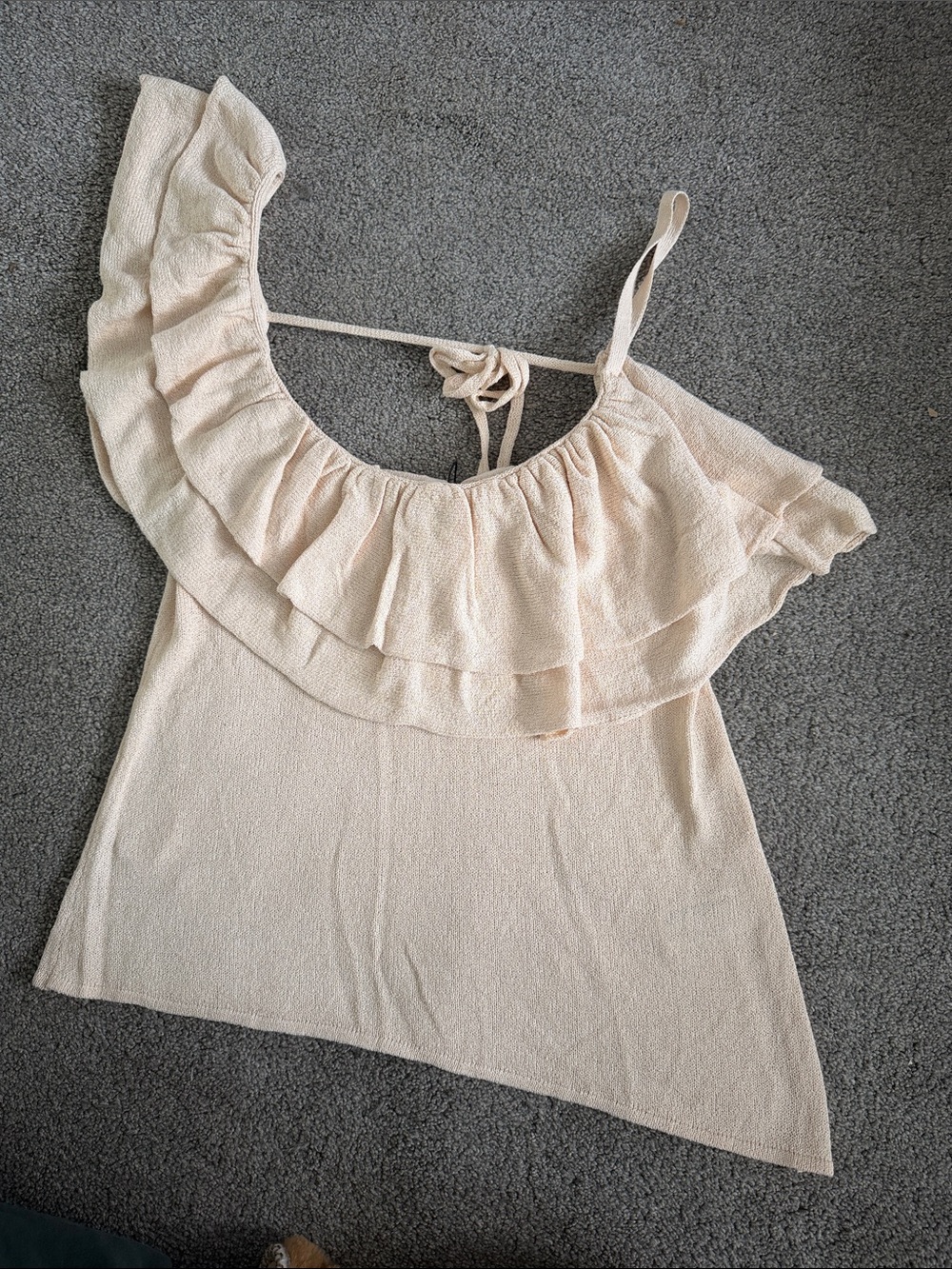 Zara One-Shoulder Ruffle Camisole in Cream